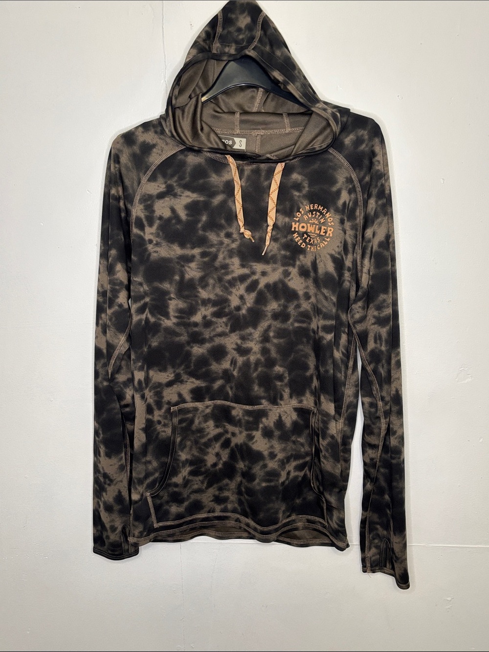 Howler Brothers Men’s sun protection Brown Black Tie-Dye Crewneck Sun Hoodie